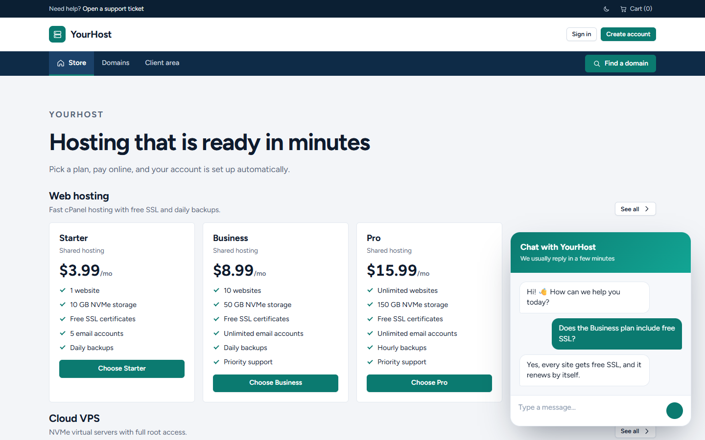 Live chat widget screenshot 1